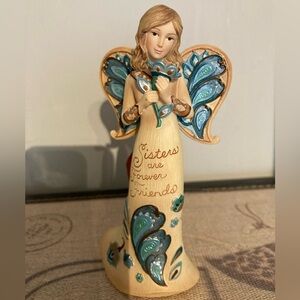 Charming Angel Figurine with Blue and Cream Details